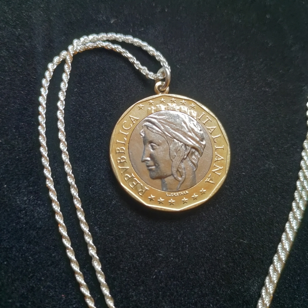 Genuine unique Italian coin pendant necklace